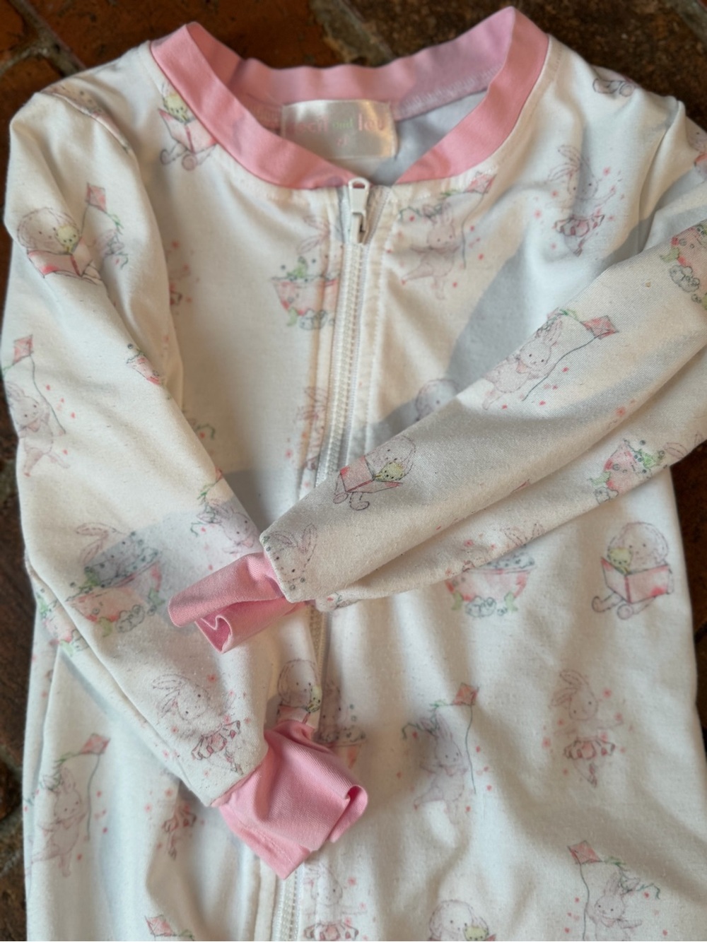 Cecil and Lou Bunny Bamboo Zip Pajama Sleeper Bum Flap, Size 2T